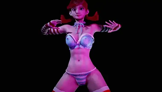 Red head girl with pigtails dancing : 3D Hentai