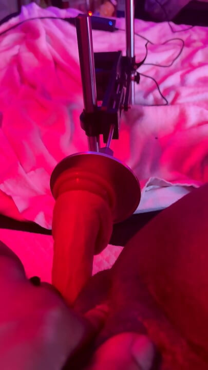 Trans woman alone with sex machine