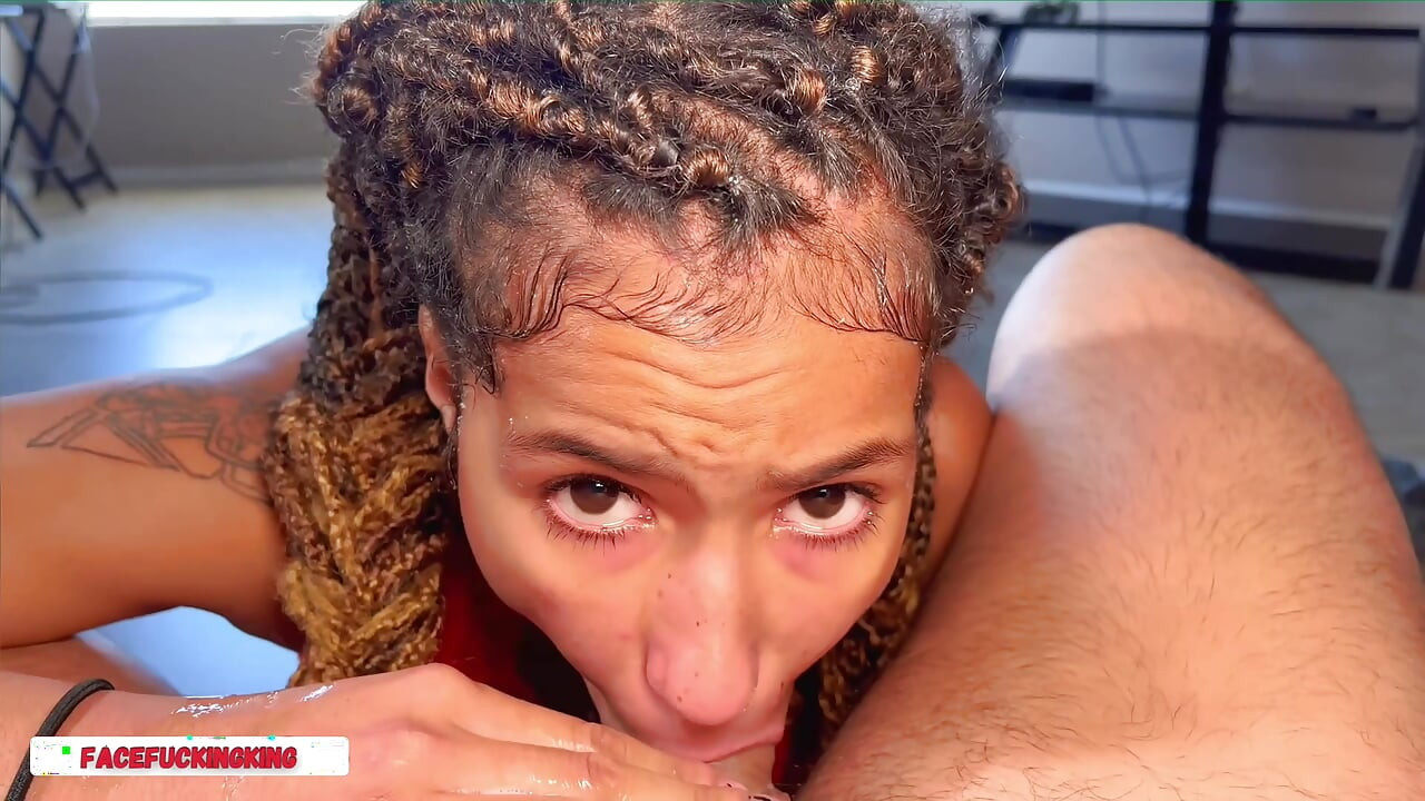 Mixed Race 18 Yr Old Sloppy Deepthroat Blowjob & Cum Facial