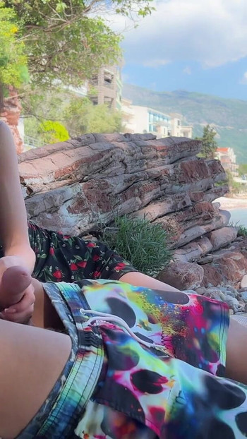 Spectacular moment from "Public Dick Flashing on the Beach - I took his dick in my hand and helped him cum"
