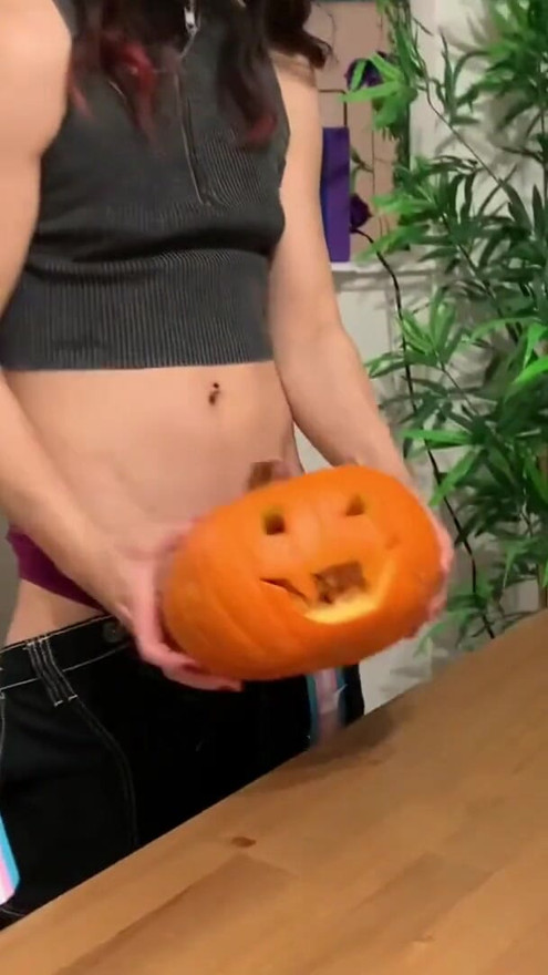 Trans Girl Fucks a Pumpkin | Clip 1