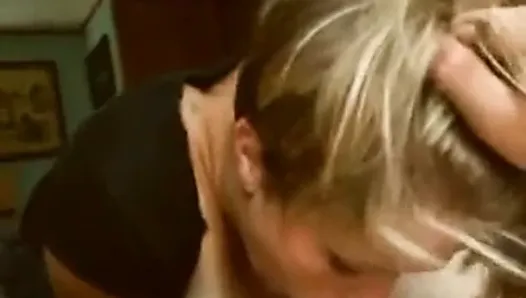 Big tits blonde milf enjoys giving a blowjob