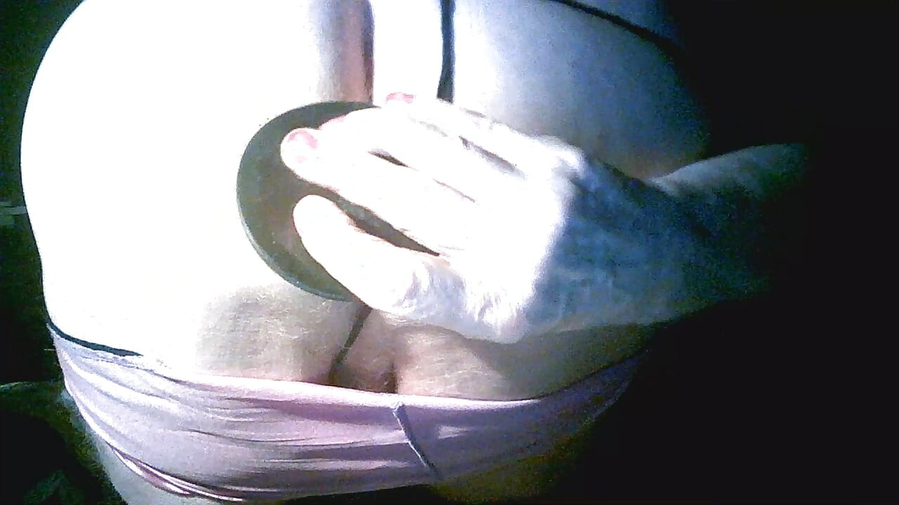 Hopeless old sissy slag Sarah's  degradation, smokes, fucks her filthy hole with a big black dildo wanks her sissy clit her clit