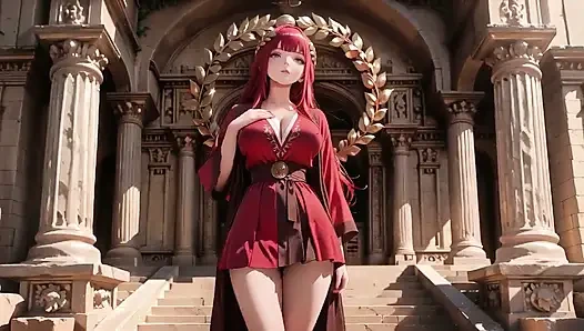 Epic Stone Steps Vs Intimate Bedroom Contrast, Red off-shoulder Skirt Legs Spread Wide, Lazy Glance Ignites Desire!