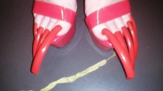 LADY L RED HIGH HEELS  LONG RED NAILS (video short version)