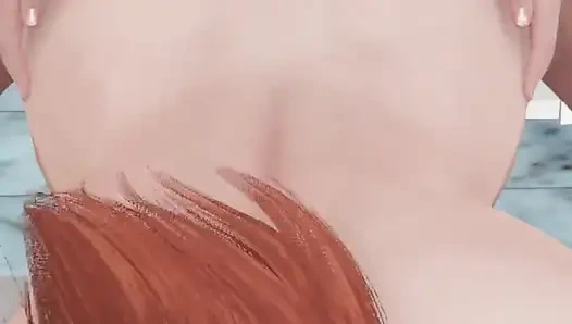 Rothaarige lehrerin bekommt einen schwanz in ihren großen runden arsch gerammt, 3D-porno