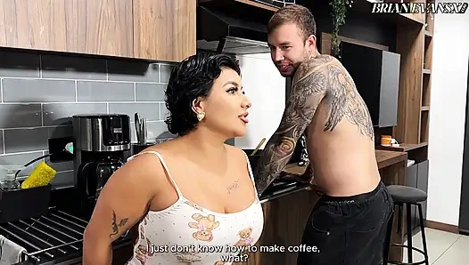 My stepsister can't cook and I feed her my dick - Naty Delgado & Brian Evansx