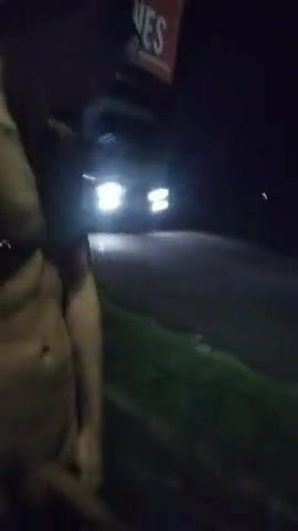 Fag jerking on street causing a car crash