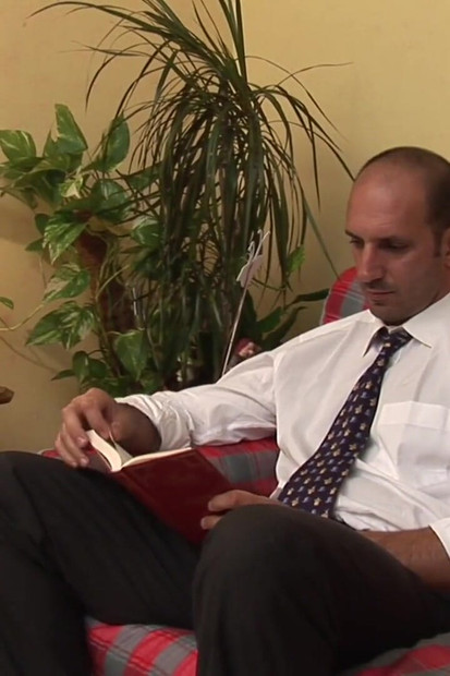 Mature pig gives a sex lesson to a sexy teen