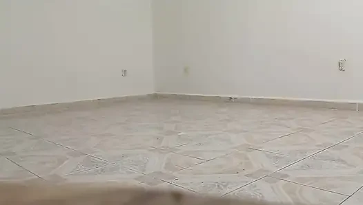 Chubby Neighbor Cleaning Her New Apartment