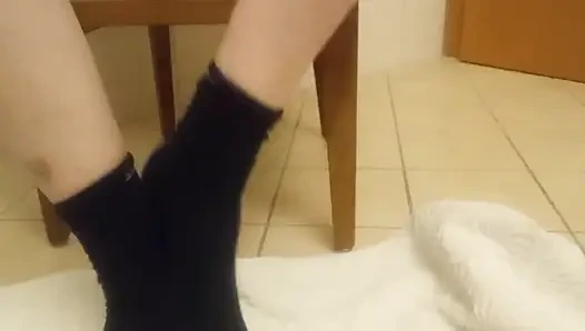 Eva Pur Solo: My wet secret! Sweaty black cotton to the hilt!