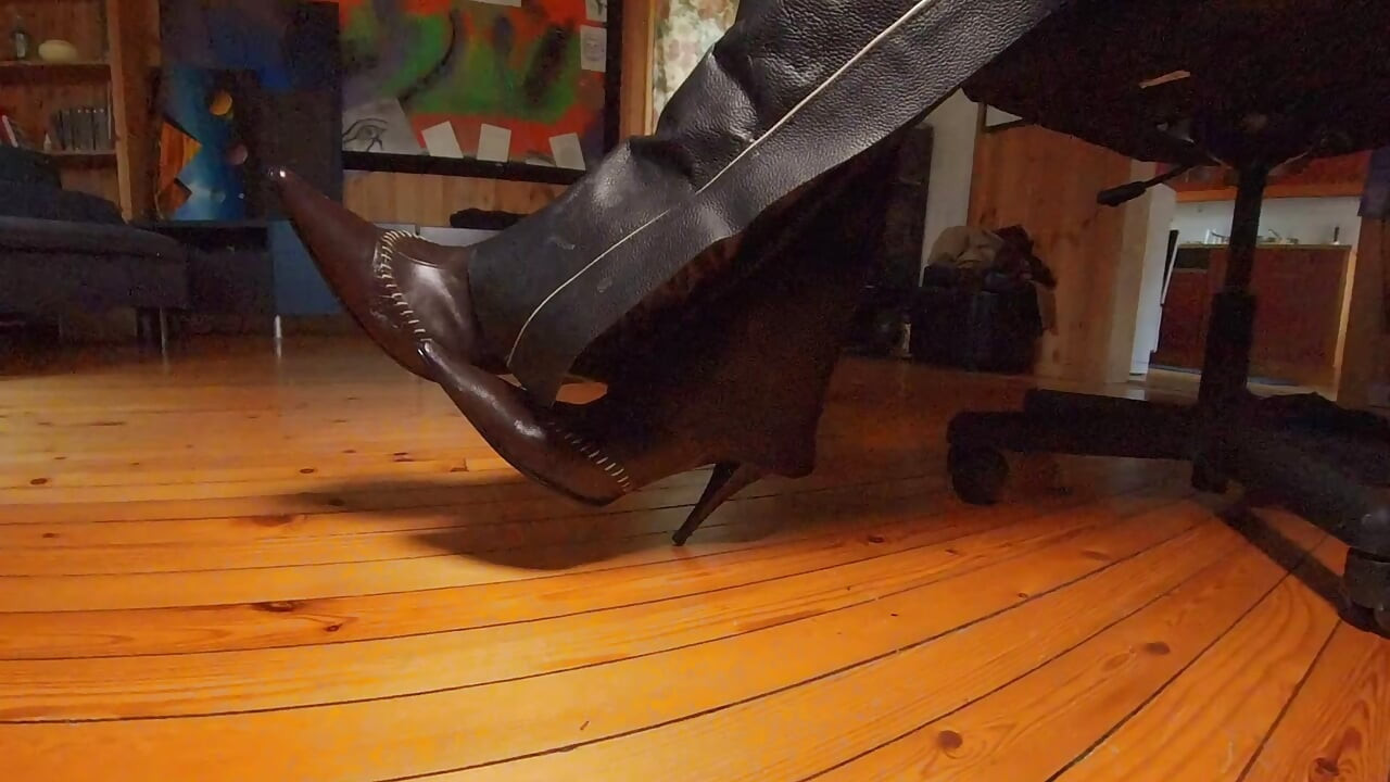 Leather chaps and pointy boots