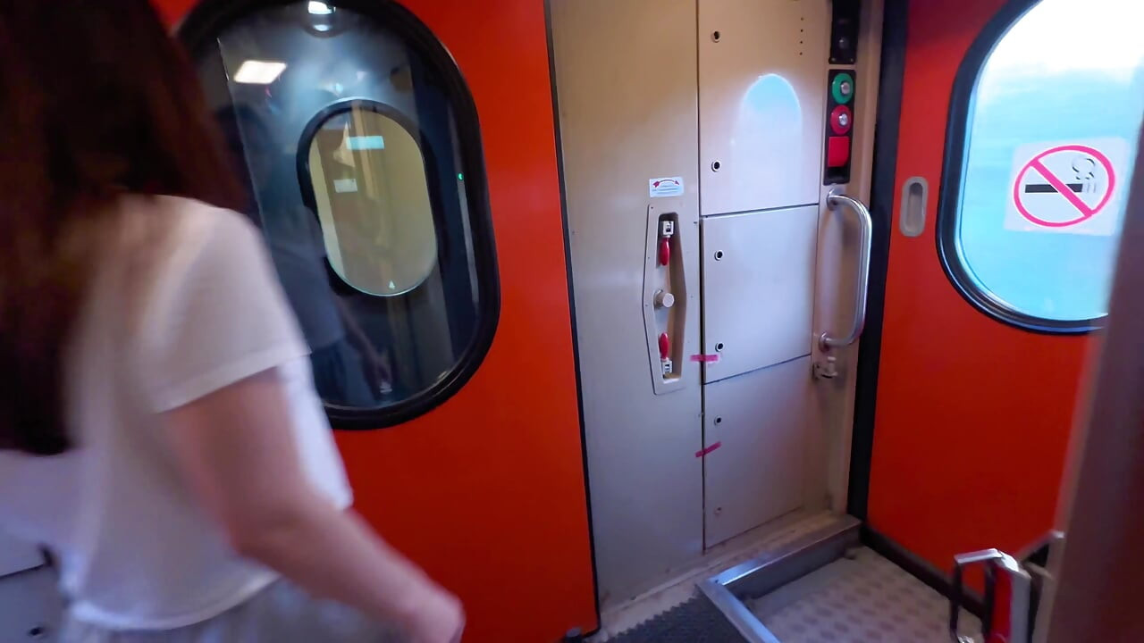 Riding his cock on the train