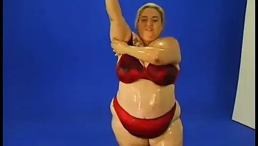 Nasty fatso lady Patty Parker is fond of getting her unstoppable body oiled and her cunt drilled with toy by curious dude