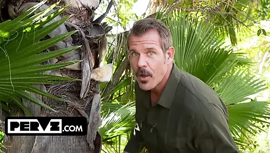 Buschjäger Jason verfolgt ein seltenes volles buschexemplar in florida sümpfen