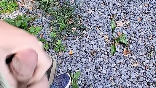 Risky handjob public