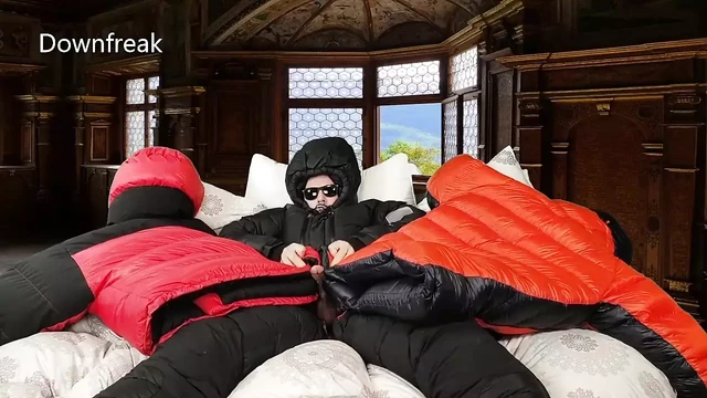 Humping 2 Down Jackets Wearing A Down Suit