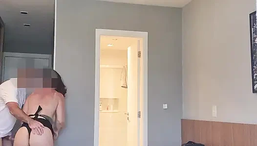 While my husband grills outside, I suck and get pounded by his friend in the room