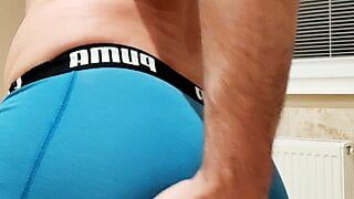 Wake up my cock in blue pantie