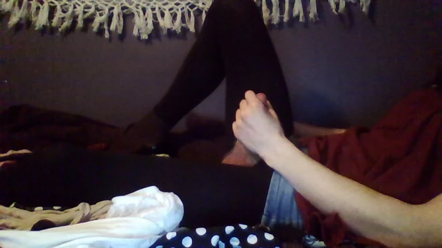 Sissy CD cums on her black tights