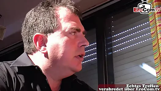 Fat German milf persuaded to have sex