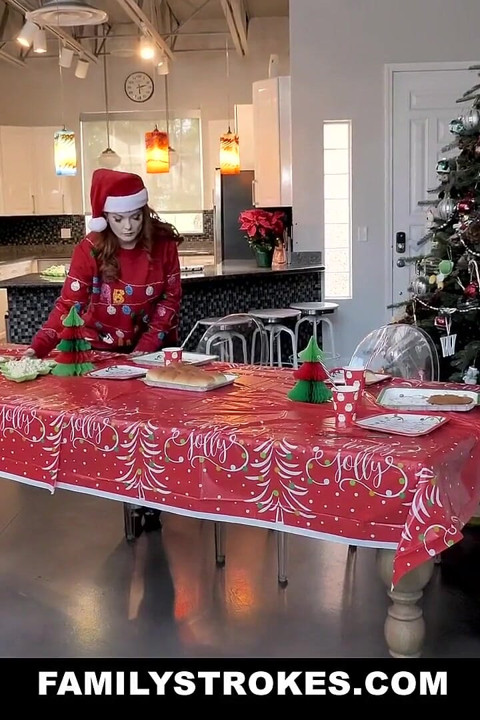 Teen and Busty Stepmom Fucked on Christmas Holiday