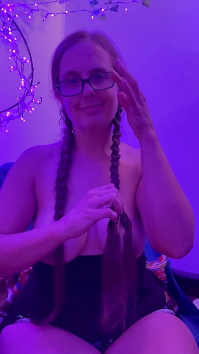 Watch SLUTTY SIS EMMA let her hair down, and PLAY with her TITS for YOU!  💋