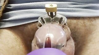 Ruined orgazm in chastity cage