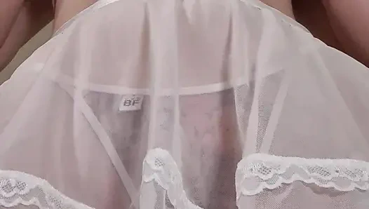 Horny blonde bitch spreading her pussy, begging for cock