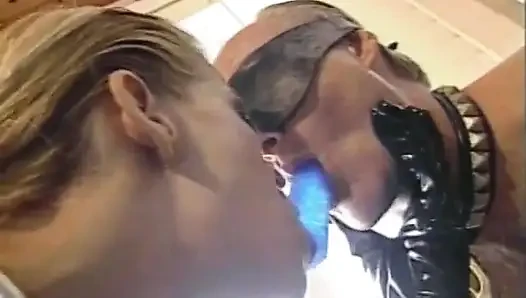 Busty mistress teases her sex slave stud before he fucks her doggy style