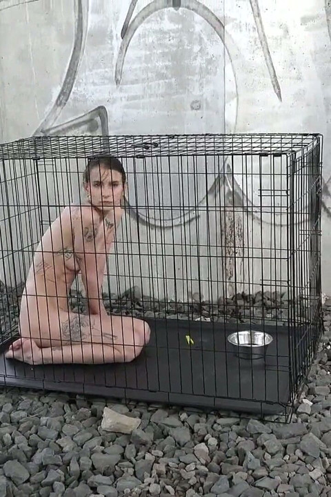 Exposed in the public pillory cage!