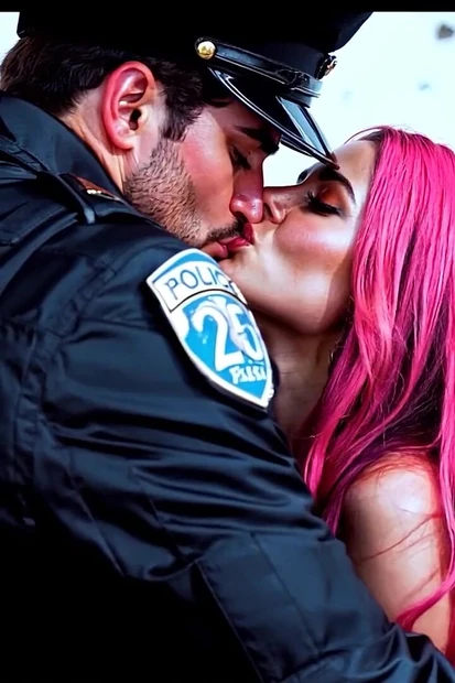Socios de la policía a la mujer con curvas Eva y Louis en gangbang de sexo duro en el capó del coche, mujer con curvas tetona