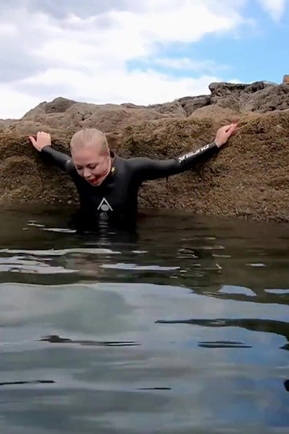 Ocean Rope Bondage with Ballgag in Wetsuit