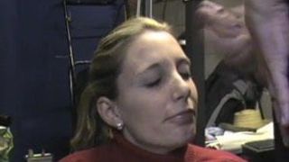 Wife receieving massive facial in the garage