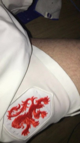 Ik in mijn nieuwe witte Nike voetbalshort