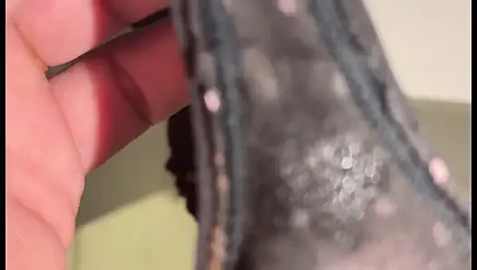 Wife gave her creampied panty to tease me