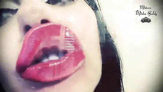 Rote lippen, drucke über glas & frenchkissing