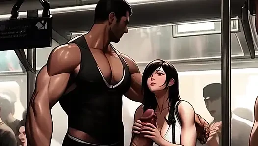 Tifa loves drinking strangers cum on the Midgar train