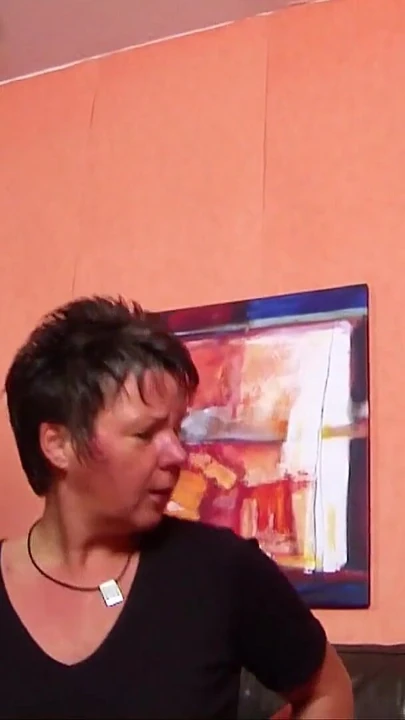 Iconic moment from "German Wife catches old Husband Fuck the Maid and Joins for a threesome"