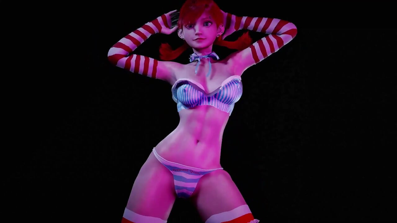 Red head girl with pigtails dancing : 3D Hentai