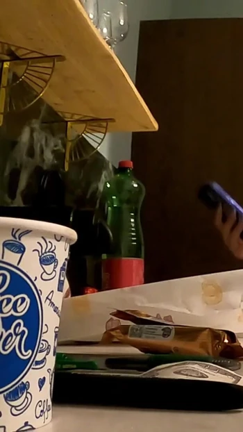 Emotional moment from "No panties no bra girlfriend in the kitchen with a nightie satin pyjama"