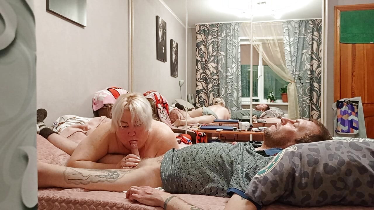 gentle blowjob and hot cum in neighbor's mouth