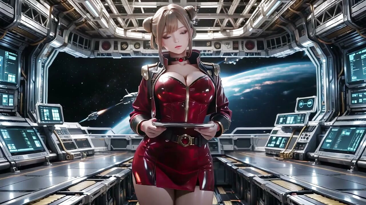 Armadura Roja de la Nave Estelar: ¡La mirada privada de la comandante rubia!