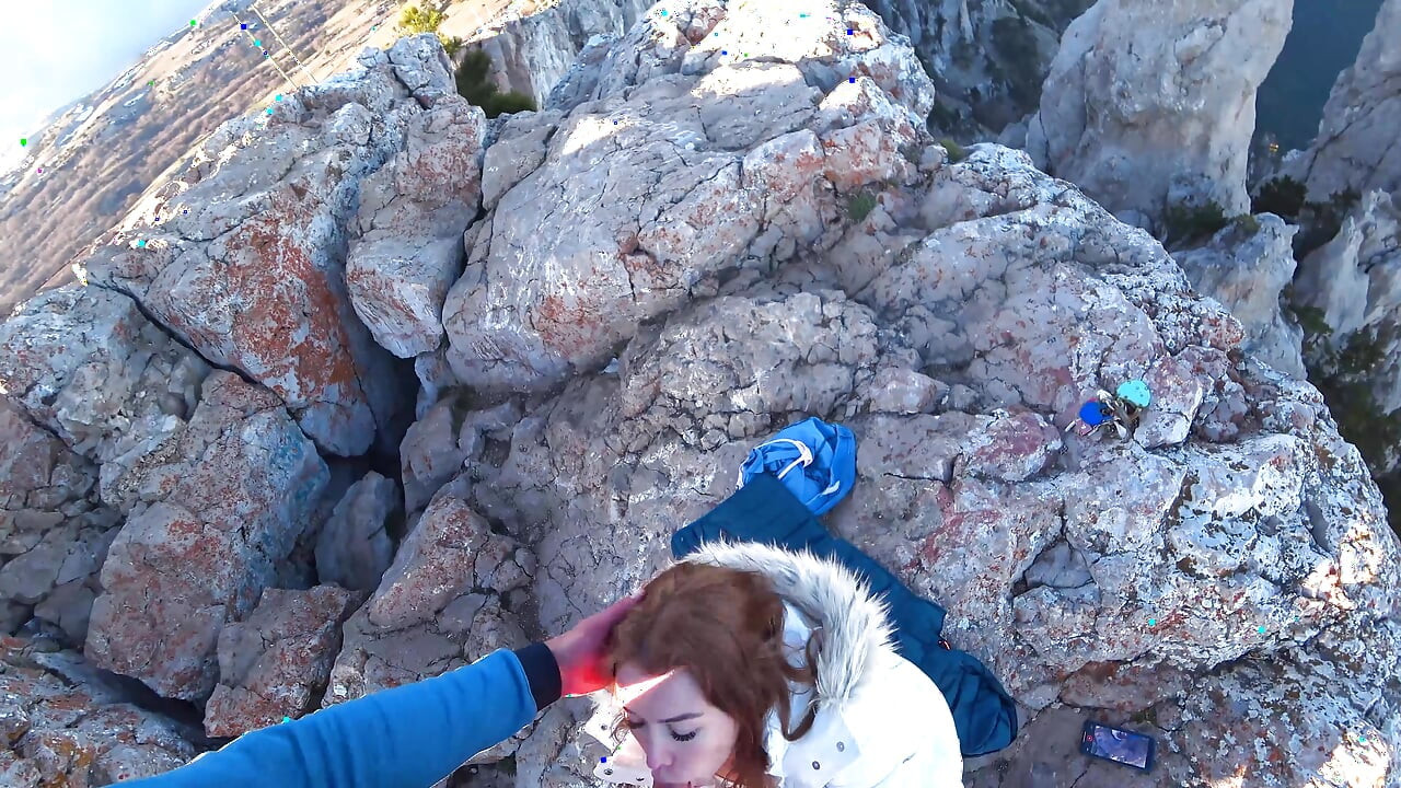 Risky Public fuck on a cliff till a huge load on abs of this beautiful lustful beauty