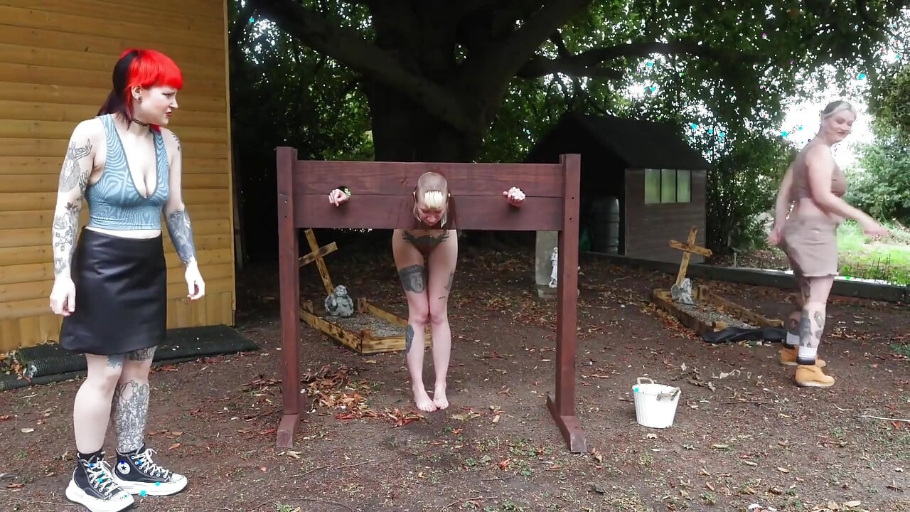 Naked Humiliation Girl Is Put in Stocks & Degraded