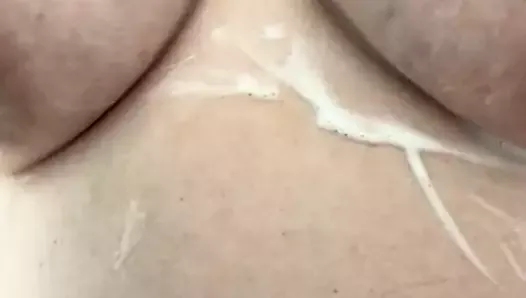 BBW Big natural saggy heavy breasts with big nipples – all soapy