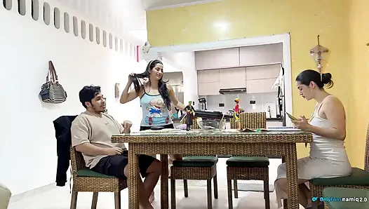 I fuck my girlfriend's daughter 18+ at the table while she doesn't see us!