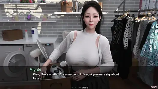 Japon üvey annenin yardıma ihtiyacı var ve mini etekle büyük götünü gösteriyor