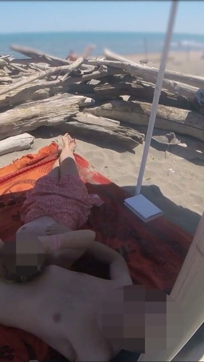Exhibitionist Teacher Outdoor Amateur Milf Handjob Big Cock on Nudity Beach public in front of voyeur with cum P2 - MissCreamy | Clip 1