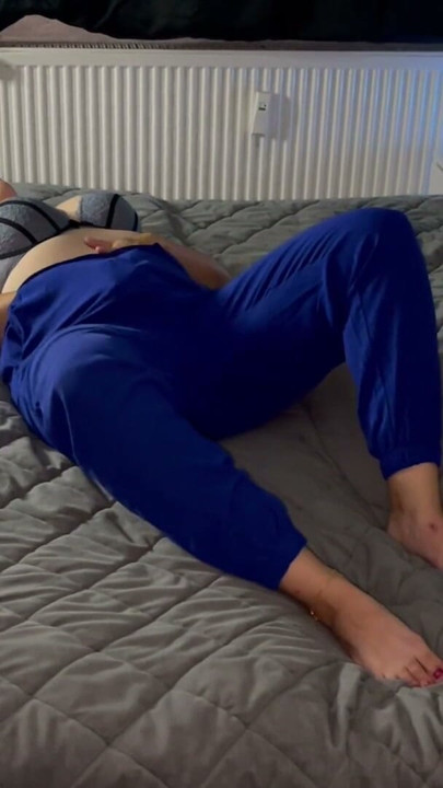Masturbating on the bed in a bra. Multiple orgasms trembling twitching moaning vibrator satisfyer foreplay before incredible sex with Clyde | Clip 2